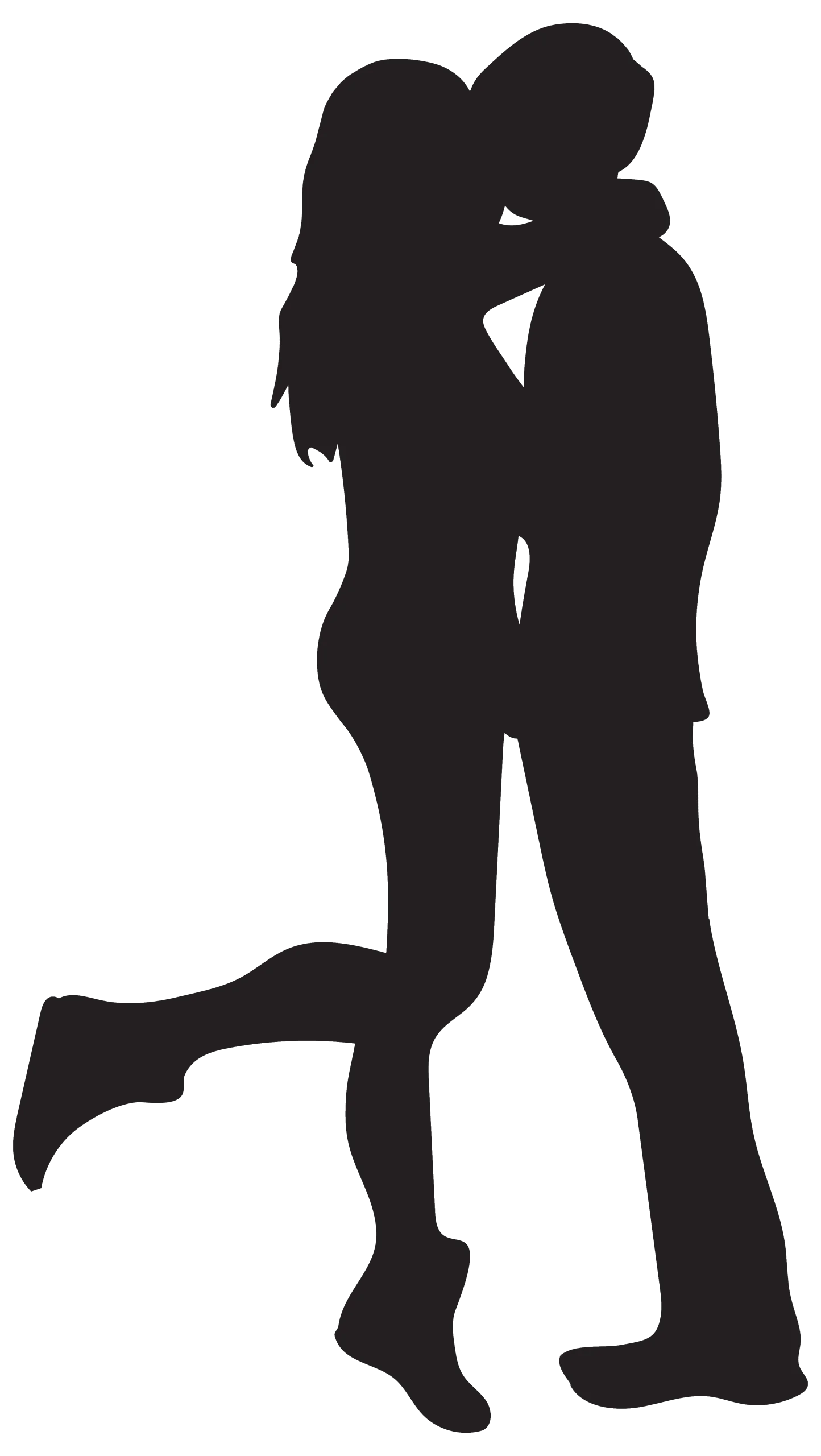 Romantic Silhouette Clipart: Tender Embrace of Love and Intimacy