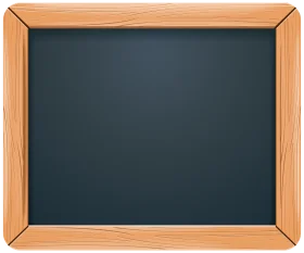 Rustic Wooden-Framed Slate Chalkboard Clipart with Smooth Dark Surface