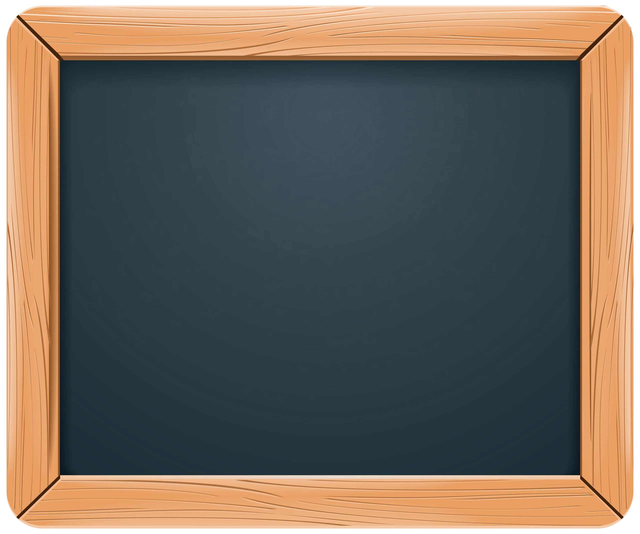 Rustic Wooden-Framed Slate Chalkboard Clipart with Smooth Dark Surface