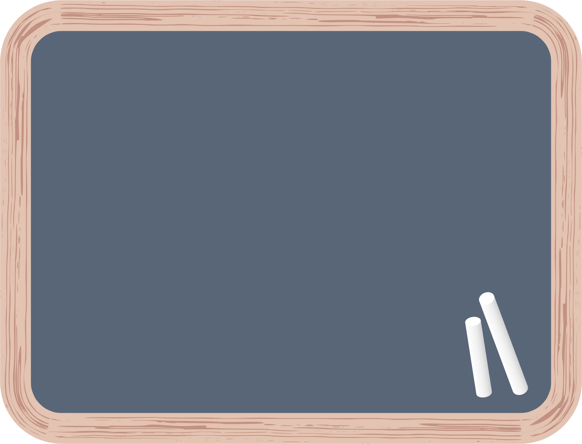 Simple Minimalist Wooden-Framed Chalkboard Clipart for Educational Design