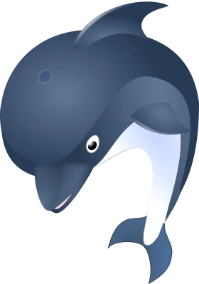Stylized Blue and White Dolphin Clipart with Smooth Curved Design