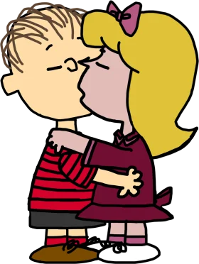 Sweet Childhood Romance Moment Cartoon Clipart of Young Love