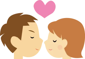 Sweet Romantic Kiss Clipart Illustration of Love and Affection