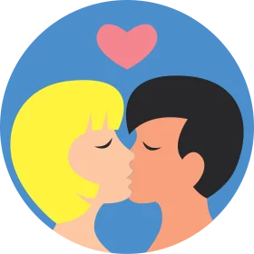 Tender Moment of Romance: A Stylized Kissing Clipart Illustration of Love