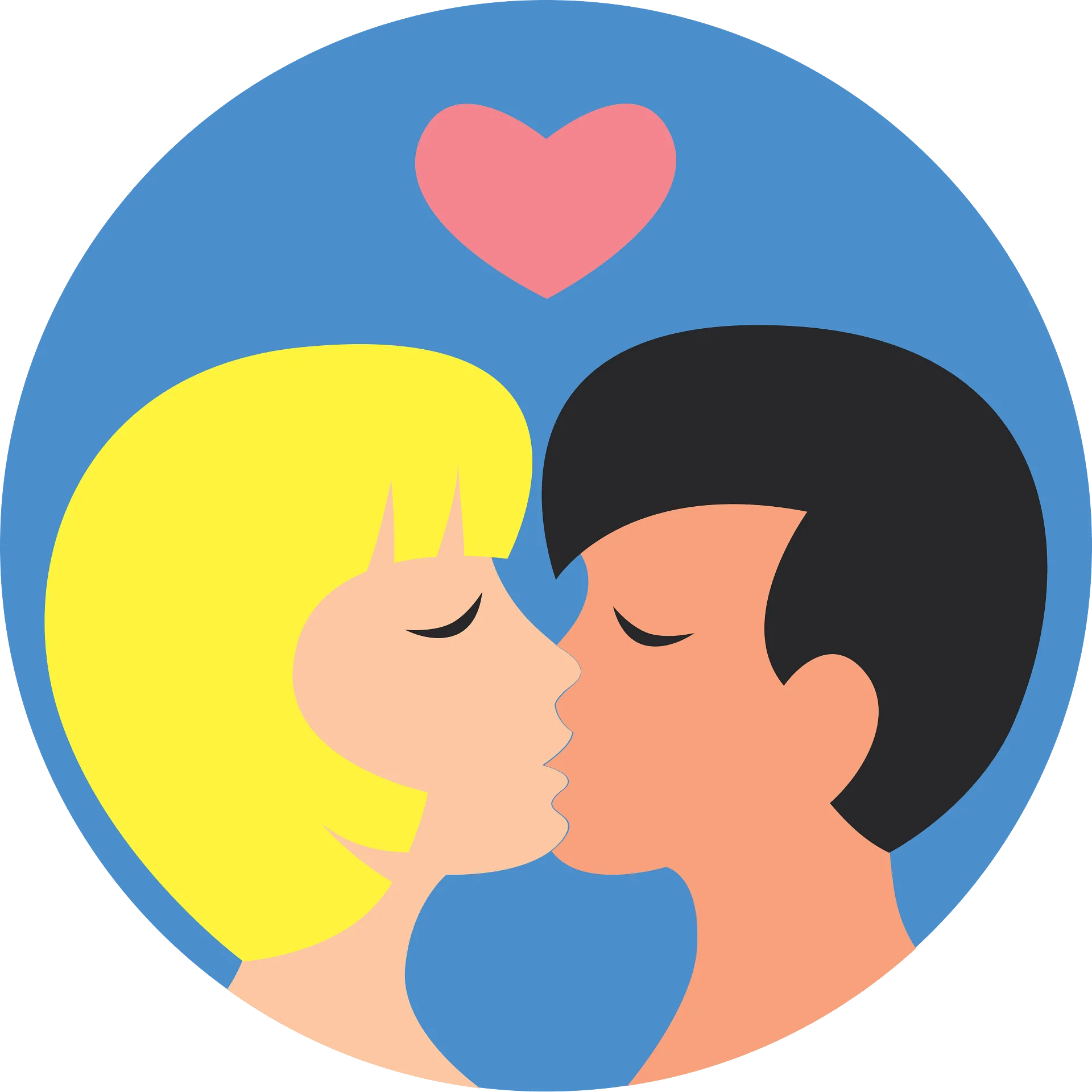 Tender Moment of Romance: A Stylized Kissing Clipart Illustration of Love