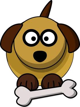 Adorable Cartoon Dog Clipart with Playful Bone Companion