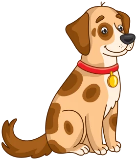 Adorable Spotted Dog Sitting Cute Cartoon Pet Clipart Illustration