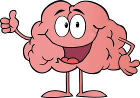 Cheerful Brain Character Giving Thumbs Up Psychological Wellness Clipart Illustration