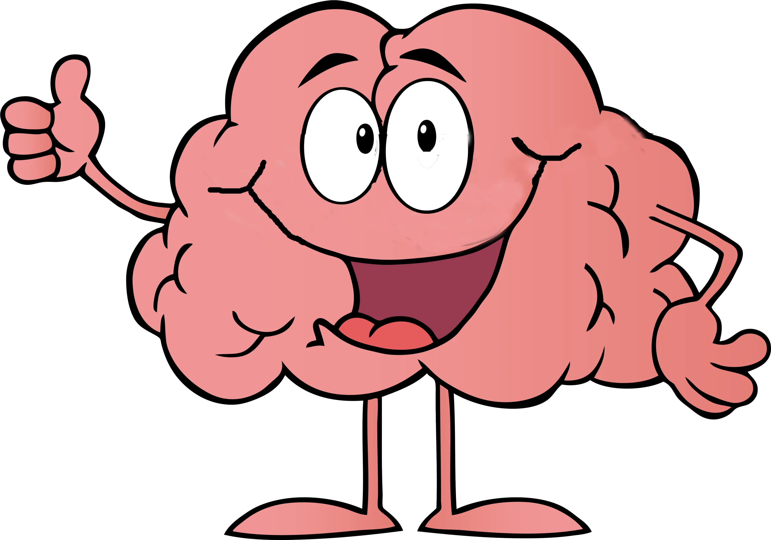 Cheerful Brain Character Giving Thumbs Up Psychological Wellness Clipart Illustration