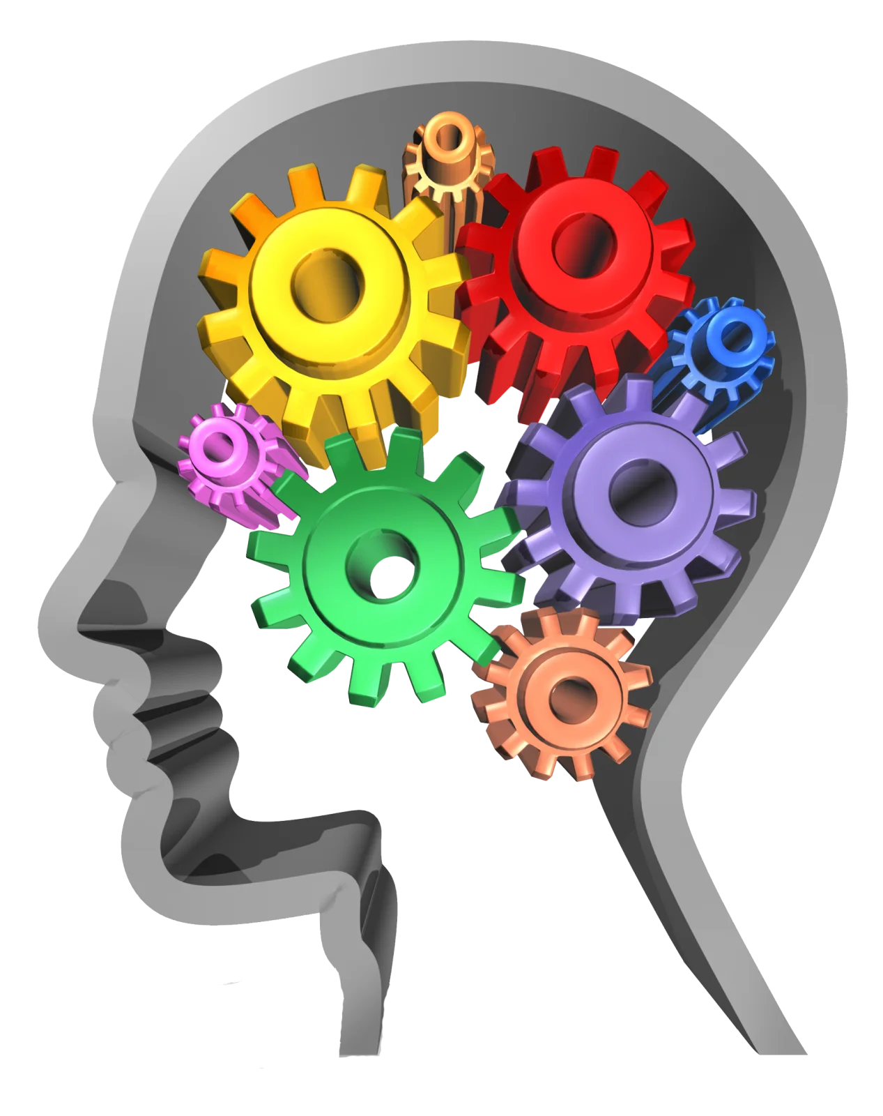 Cognitive Function Brain Mechanism Colorful Gears Psychology Clipart Illustration