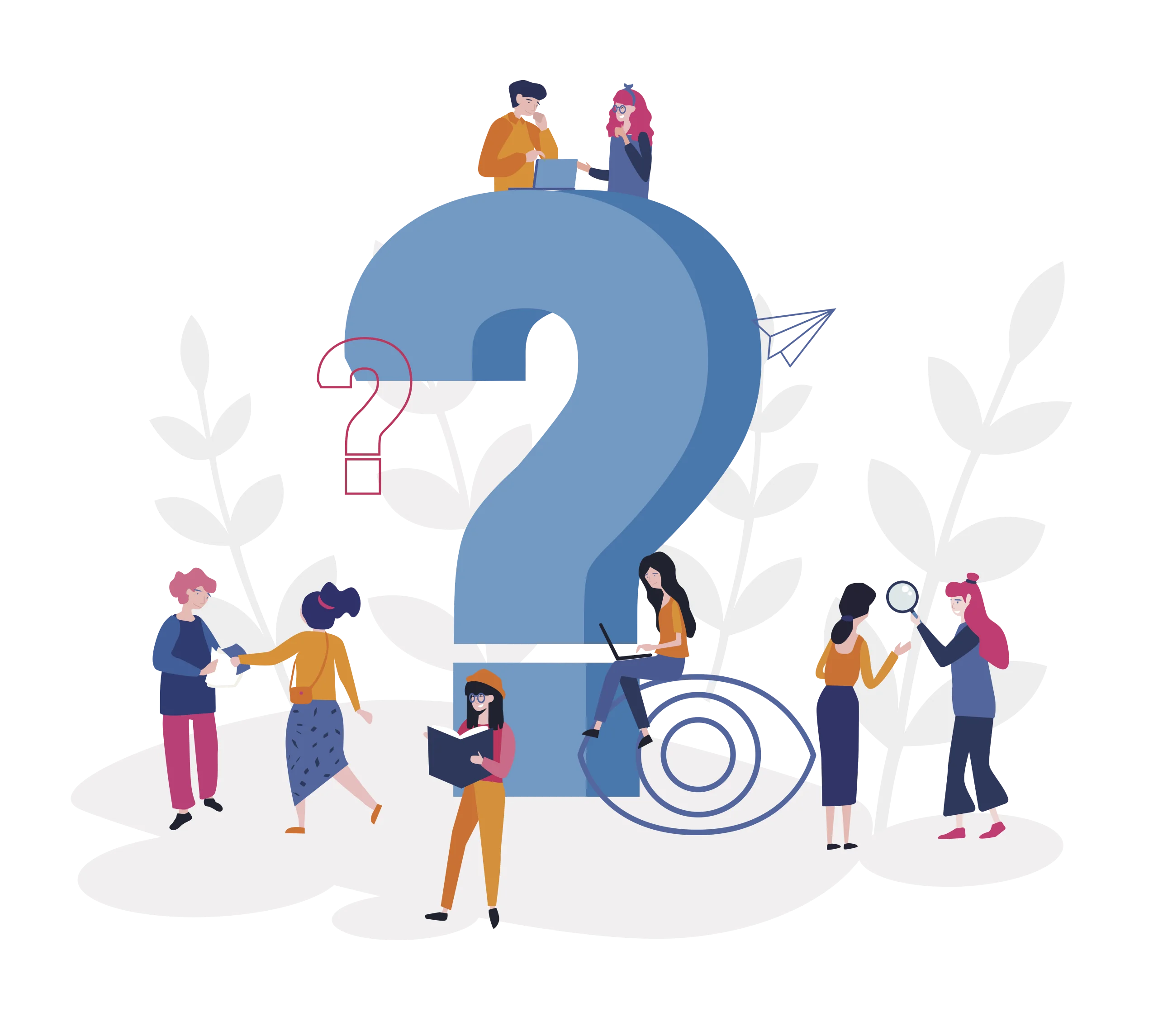 Collaborative Problem-Solving Psychology Clipart with Question Mark Symbol