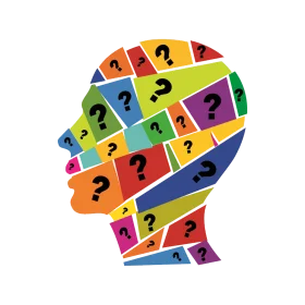 Human Mind Exploration: Psychological Curiosity and Questions Silhouette Clipart Design
