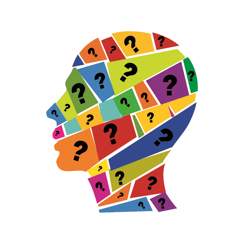 Human Mind Exploration: Psychological Curiosity and Questions Silhouette Clipart Design