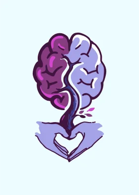 Mind-Heart Connection Psychological Balance Wellness Clipart Illustration