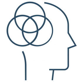 Minimalist Human Silhouette with Overlapping Circles Psychology Clipart Design
