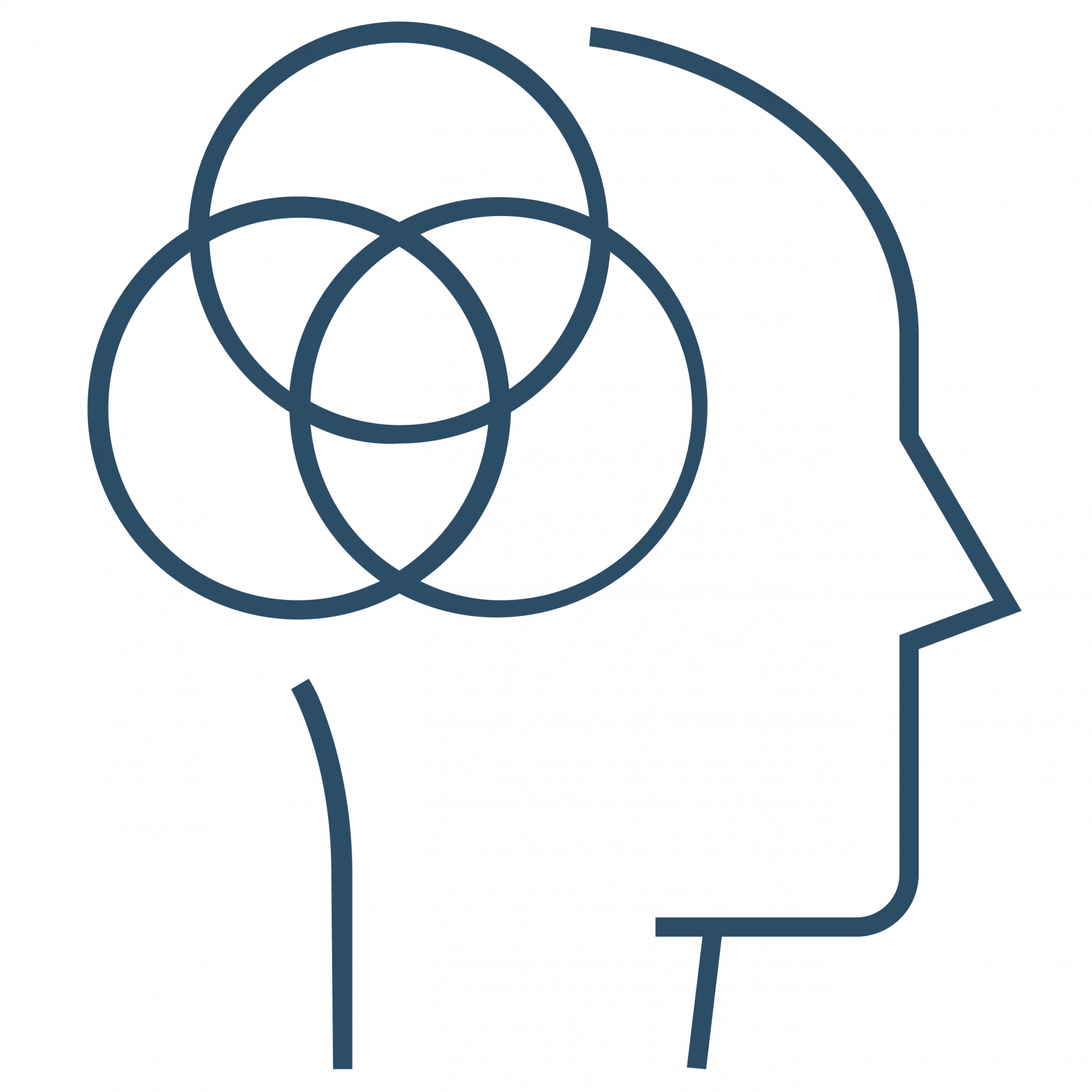 Minimalist Human Silhouette with Overlapping Circles Psychology Clipart Design