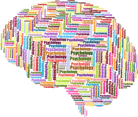 Psychology Brain-Shaped Word Cloud Clipart Exploring Mental Health Concepts