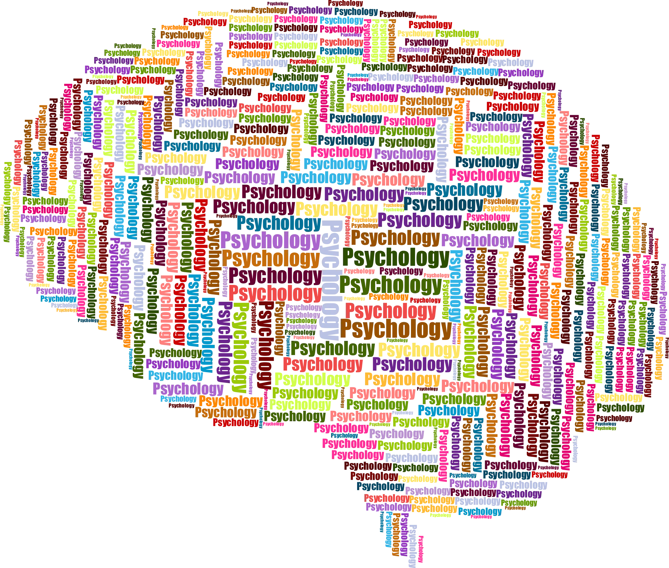 Psychology Brain-Shaped Word Cloud Clipart Exploring Mental Health Concepts