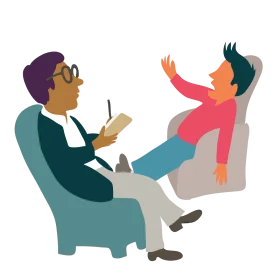 Psychology Therapy Session Clipart: Patient and Counselor Interaction Illustration