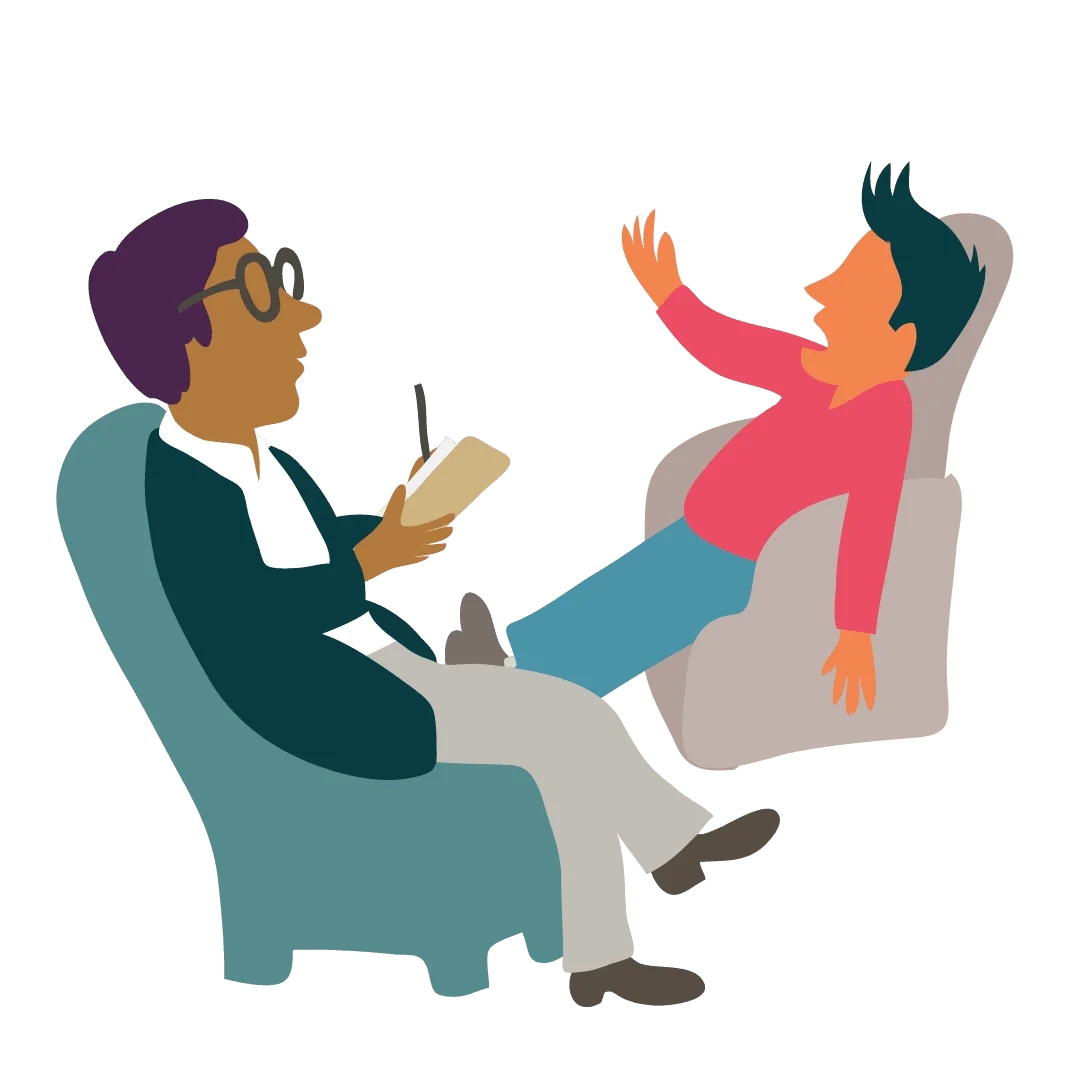 Psychology Therapy Session Clipart: Patient and Counselor Interaction Illustration