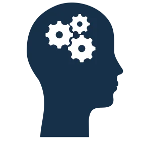Silhouette of Human Head with Interlocking Gears: Psychology Cognitive Clipart Illustration