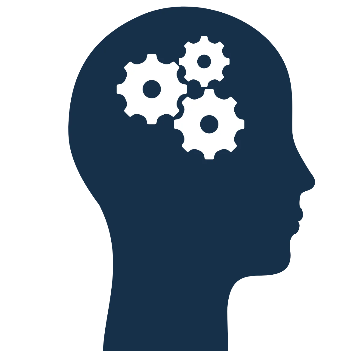 Silhouette of Human Head with Interlocking Gears: Psychology Cognitive Clipart Illustration
