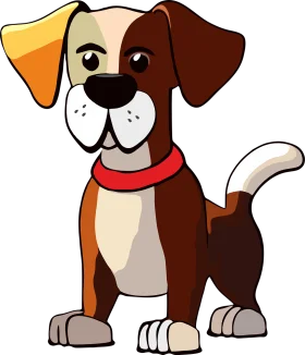 Adorable Cartoon Dog Clipart: Playful Puppy with Expressive Color Palette