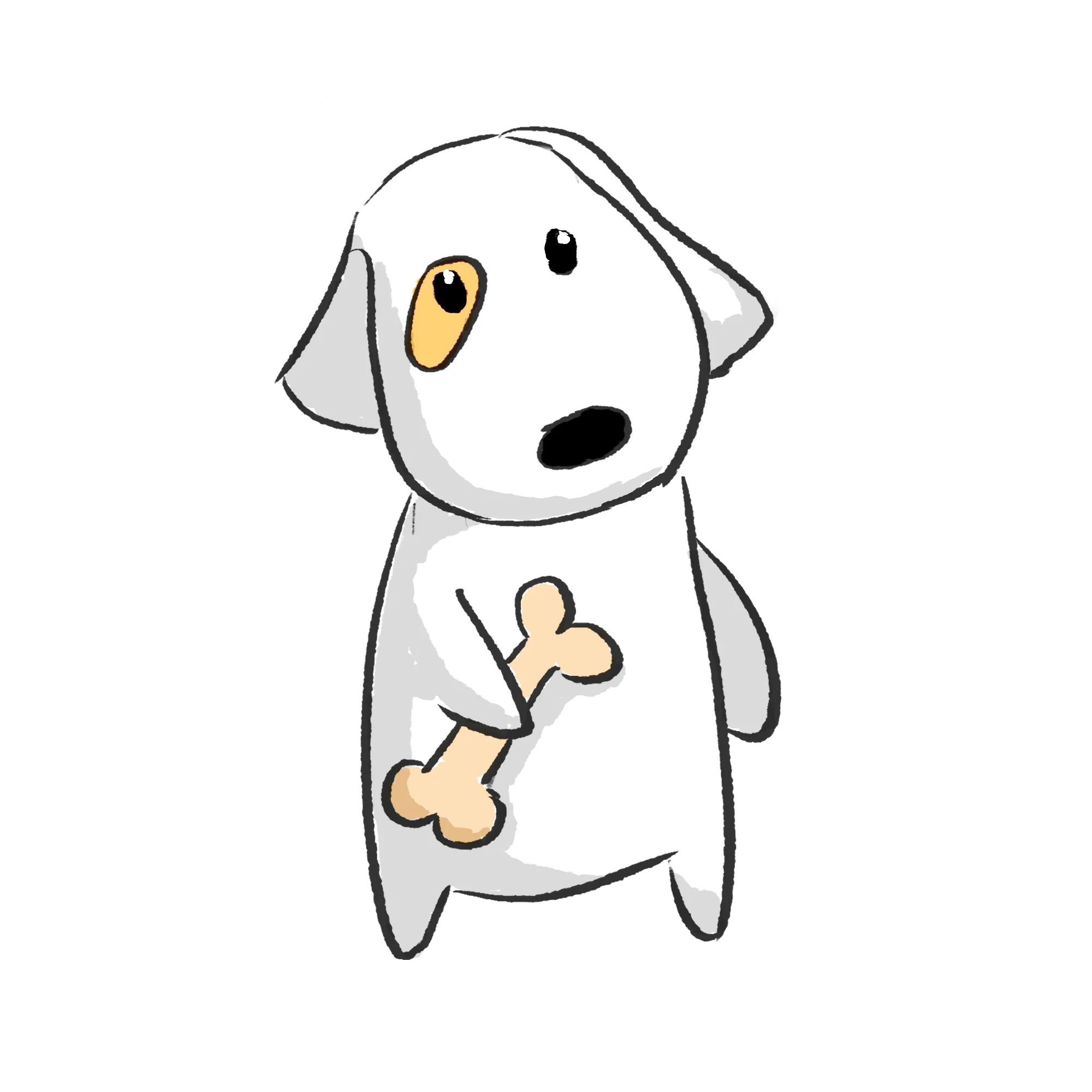 Adorable Cartoon Dog Holding Bone Clipart - Cute Playful Puppy Illustration