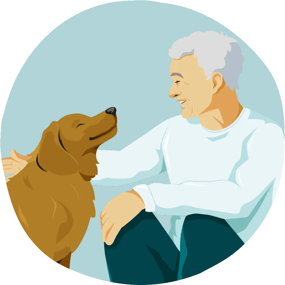 Heartwarming Companionship: Senior and Loyal Dog Clipart Illustration