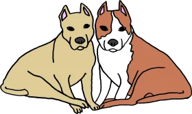 Loyal Companions Sitting Together: A Heartwarming Pet Clipart Illustration
