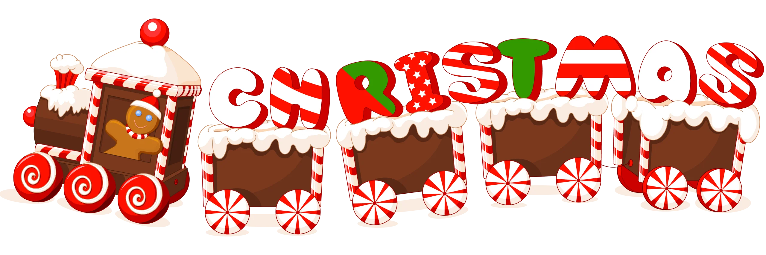 Adorable Festive Christmas Train Clipart with Gingerbread and Candy Design