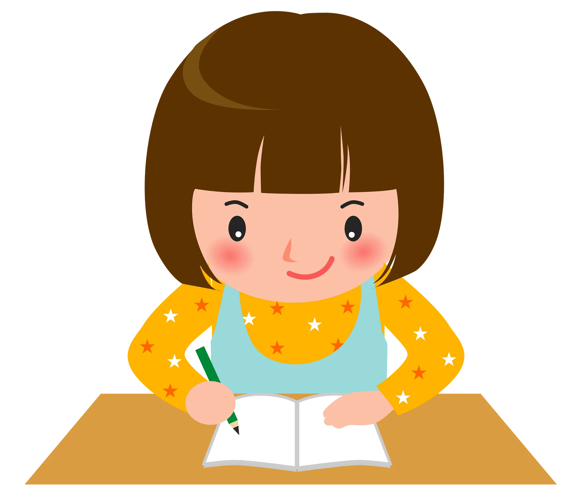 Cheerful Young Student Focused on Learning: Adorable Studying Clipart Illustration