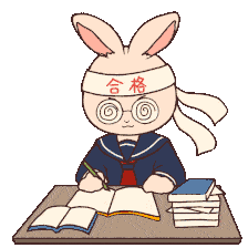 Diligent Bunny Scholar: Cute Cartoon Clipart of Studious Rabbit Learning