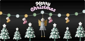 Enchanting Christmas Clipart Scene with Festive Trees and Glowing Lights