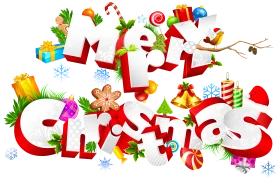 Festive and Playful Merry Christmas Clipart with Colorful Holiday Elements