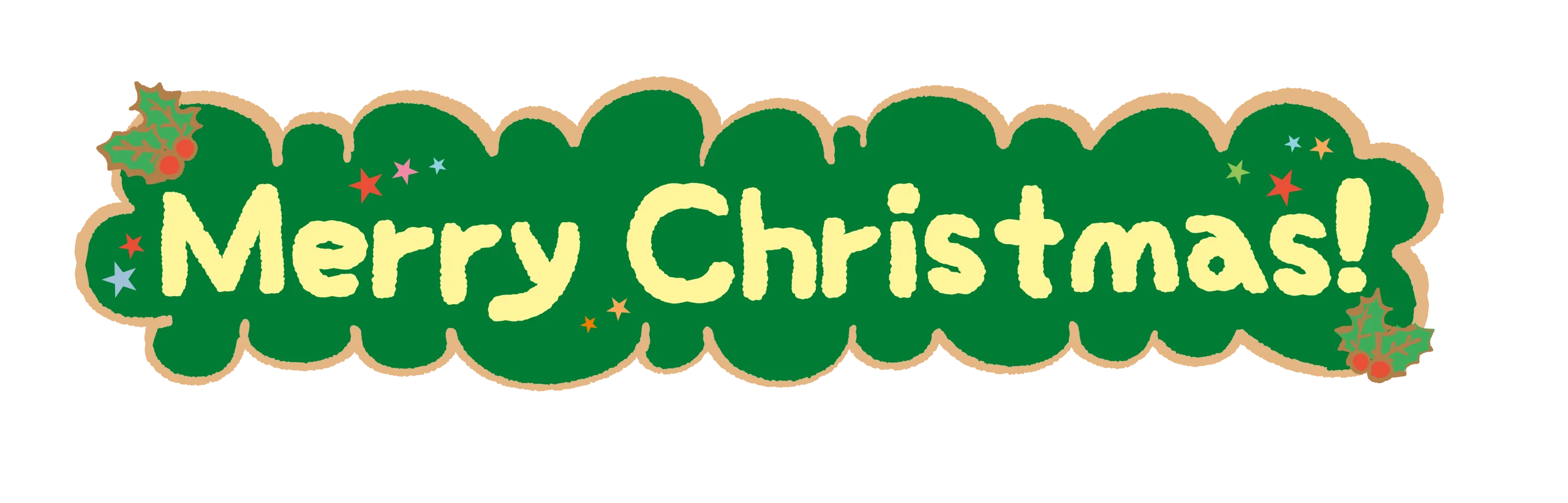 Festive Green Shamrock-Style Merry Christmas Clipart Design with Holiday Cheer