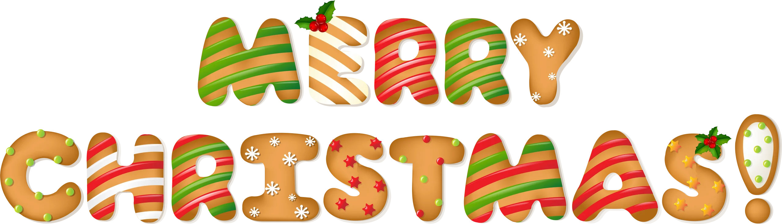Festive Hand-Crafted Merry Christmas Clipart with Playful Cookie-Style Letters