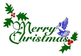 Festive Holly and Dove Merry Christmas Clipart with Elegant Green Leaves