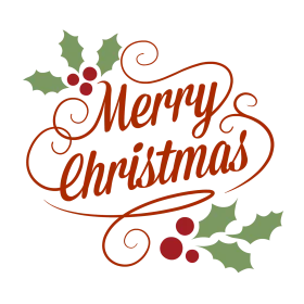 Festive Holly and Elegant Script Merry Christmas Clipart Design