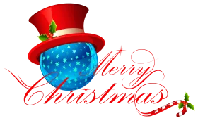 Festive Merry Christmas Clipart with Whimsical Snowglobe and Jolly Top Hat Design