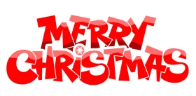 Festive Red and White Three-Dimensional Merry Christmas Clipart Design