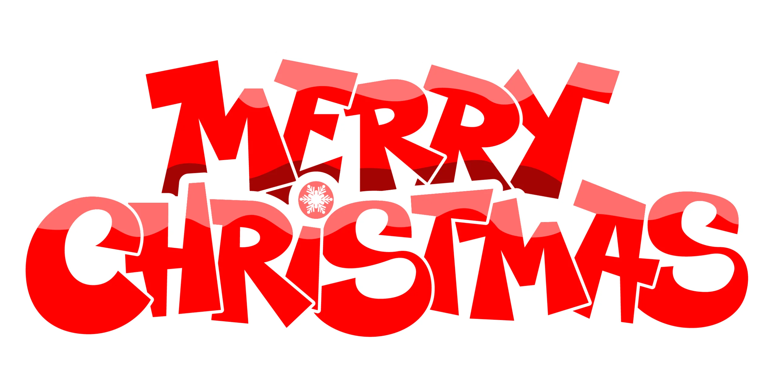 Festive Red and White Three-Dimensional Merry Christmas Clipart Design