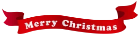 Festive Red Ribbon Merry Christmas Clipart with Elegant Scroll Design
