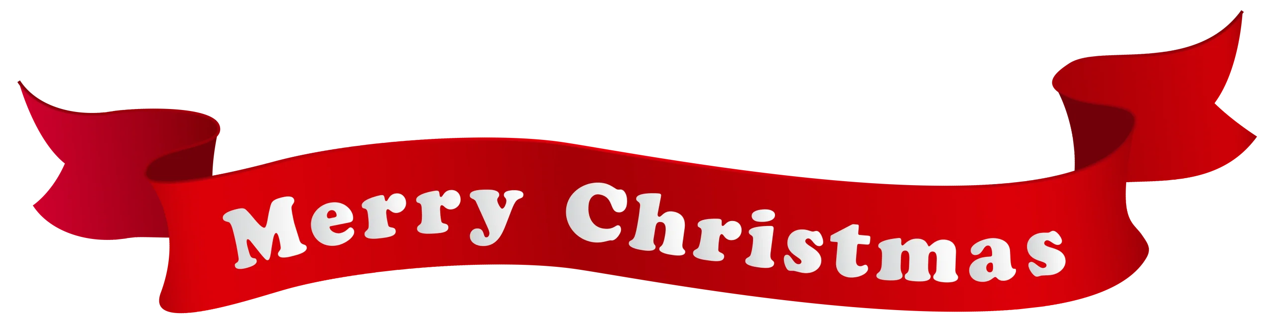 Festive Red Ribbon Merry Christmas Clipart with Elegant Scroll Design