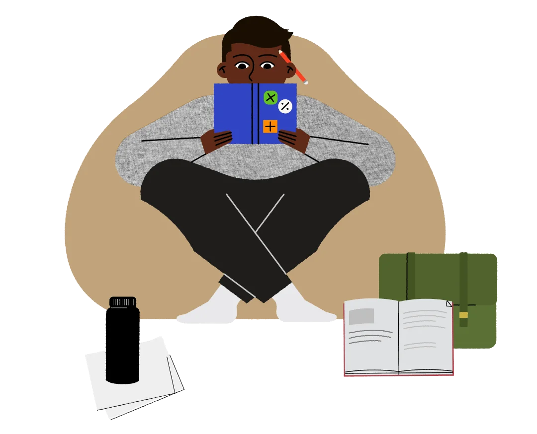 Focused Student Immersed in Study: A Minimalist Clipart Illustration of Learning Concentration