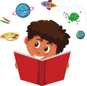 Joyful Learning Adventure: Colorful Educational Clipart Illustration of a Young Student