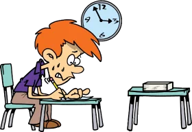 Student Struggling with Homework: A Comical Clipart Illustration of Study Stress