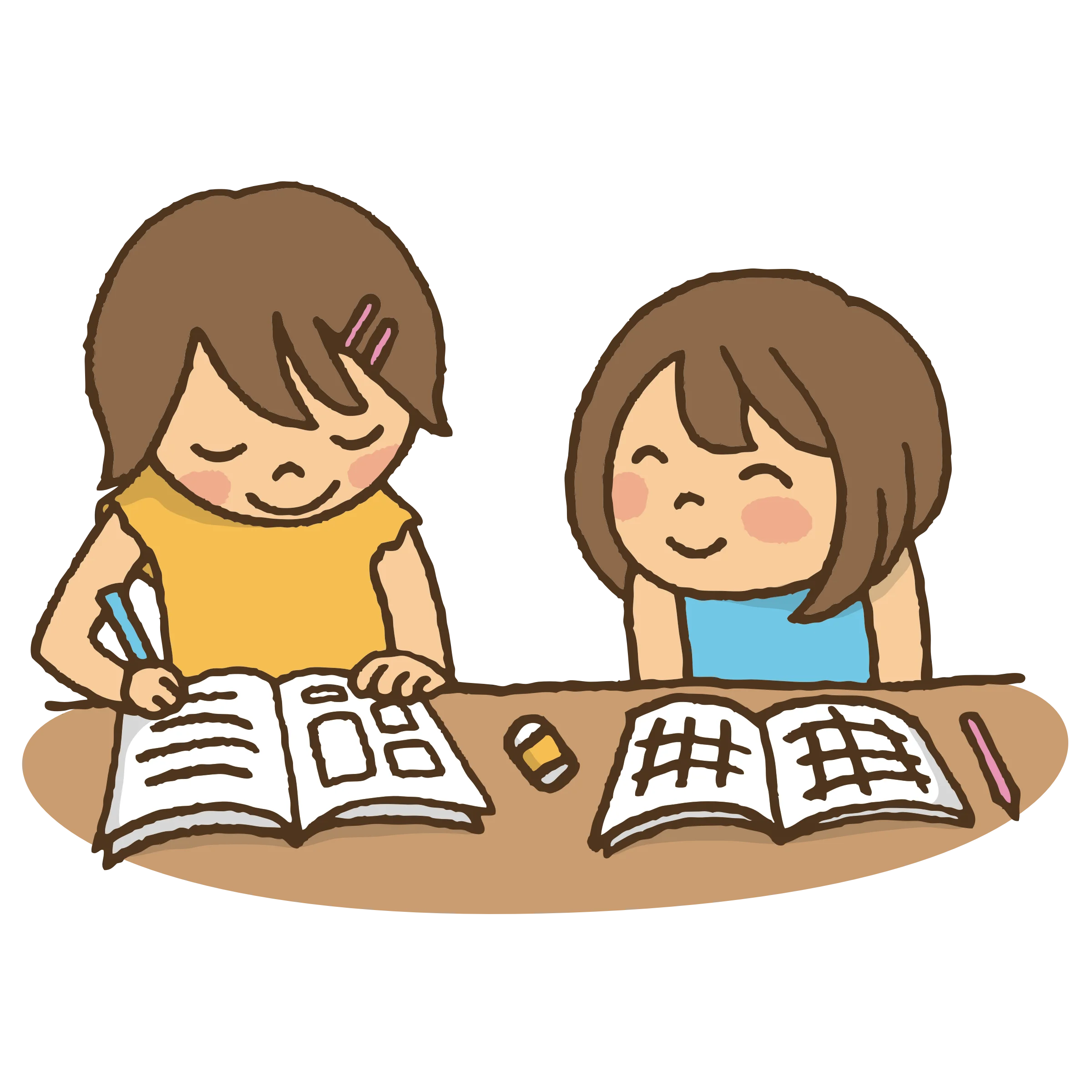 Studious Children Engaged in Learning: A Heartwarming Classroom Clipart Scene