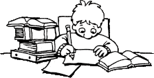 Young Student Diligently Studying with Books and Notes Clipart Illustration