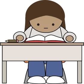 Young Student Focused on Learning: A Simple Minimalist Studying Clipart Illustration
